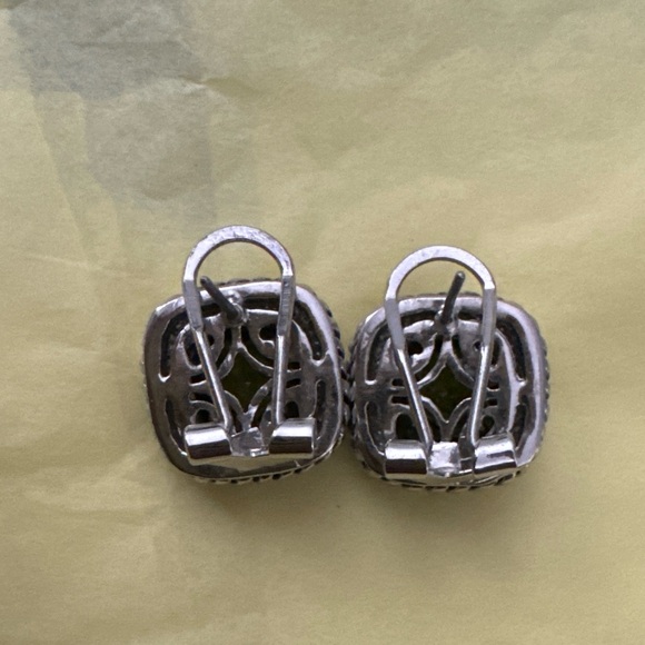 SOLD sterling silver AAA quality synthetic peridot and moissanite earrings - Picture 2 of 2